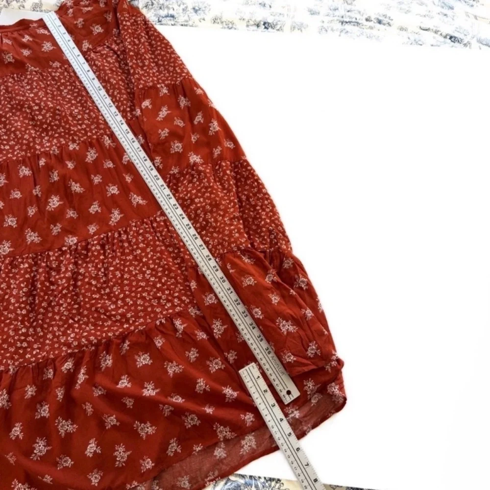 ✨ Alter’d State Rust Floral Tiered Midi Skirt – XL - Picture 6 of 10